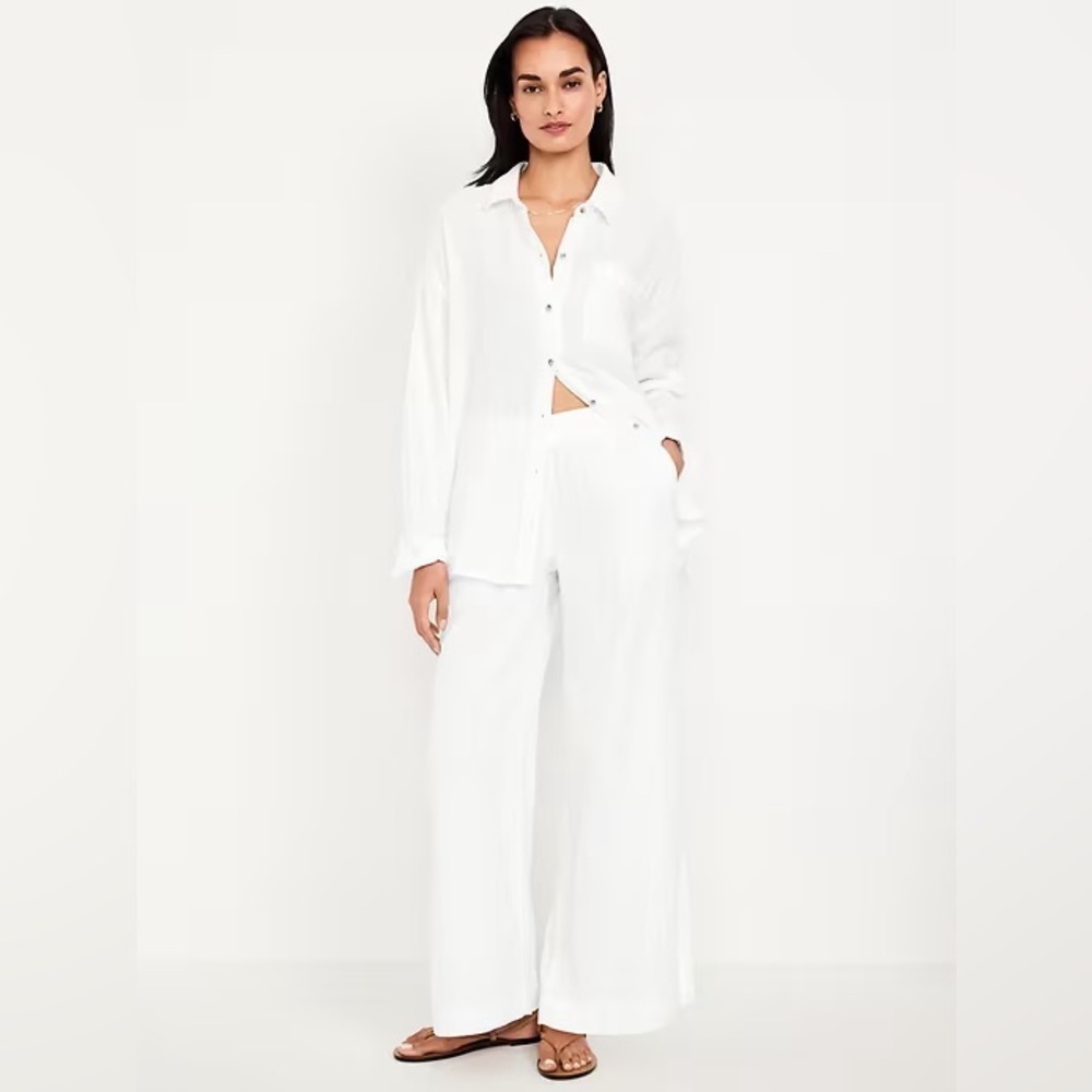 NWT! Old Navy High-Waisted Crinkle Gauze Super Wide-Leg Pants - Multiple 🩷